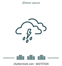 Cloud Thunderstorm Lightning Rain Icon