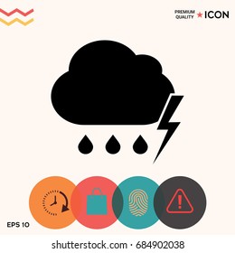 Cloud thunderstorm lightning rain icon