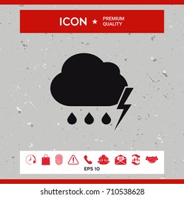 Cloud thunderstorm lightning rain icon