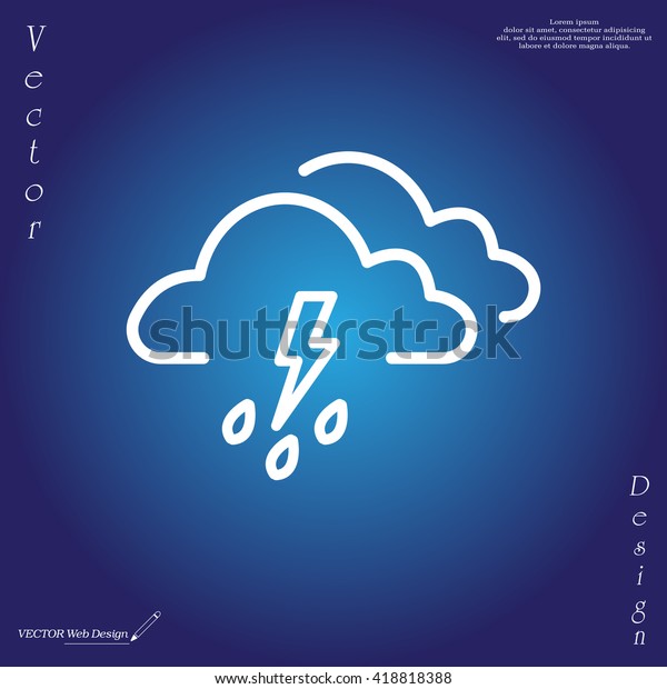 Cloud Thunderstorm Lightning Rain Icon Stock Vector (Royalty Free ...