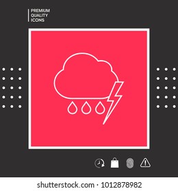 Cloud thunderstorm lightning rain line icon