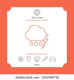 Cloud thunderstorm lightning rain line icon. Element for your design
