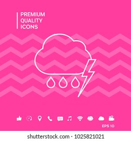 Cloud thunderstorm lightning rain line icon