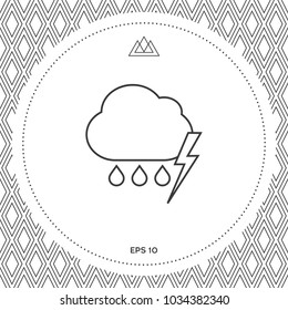 Cloud thunderstorm lightning rain line icon