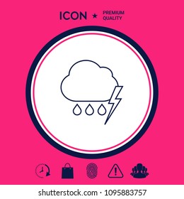 Cloud thunderstorm lightning rain line icon