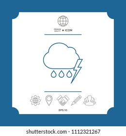 Cloud thunderstorm lightning rain line icon