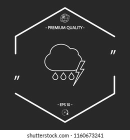 Cloud thunderstorm lightning rain line icon