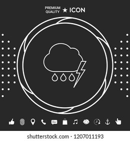 Cloud thunderstorm lightning rain line icon