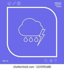 Cloud thunderstorm lightning rain line icon. Graphic elements for your design