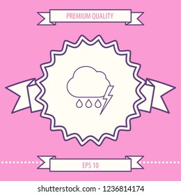 Cloud thunderstorm lightning rain line icon. Graphic elements for your design