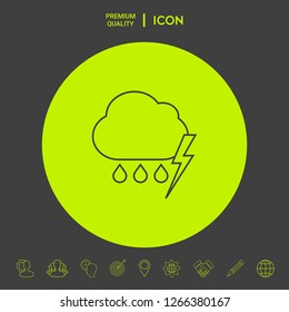 Cloud thunderstorm lightning rain line icon. Graphic elements for your design