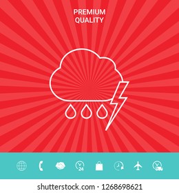 Cloud thunderstorm lightning rain line icon. Graphic elements for your design