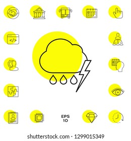 Cloud thunderstorm lightning rain line icon. Graphic elements for your design