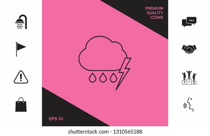 Cloud thunderstorm lightning rain line icon. Graphic elements for your design
