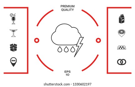 Cloud thunderstorm lightning rain line icon. Graphic elements for your design