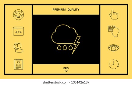 Cloud thunderstorm lightning rain line icon. Graphic elements for your design
