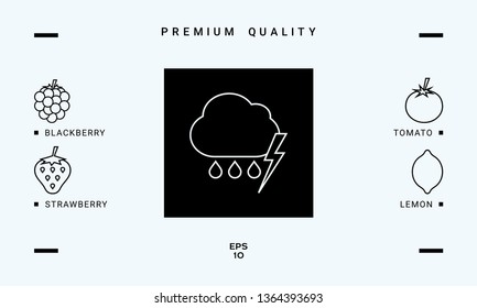 Cloud thunderstorm lightning rain line icon. Graphic elements for your design