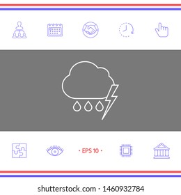 Cloud thunderstorm lightning rain line icon. Graphic elements for your design