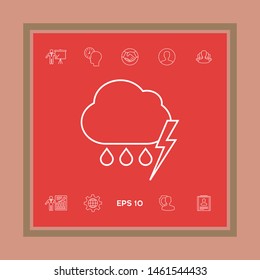 Cloud thunderstorm lightning rain line icon. Graphic elements for your design