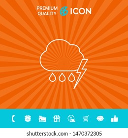 Cloud thunderstorm lightning rain line icon. Graphic elements for your design