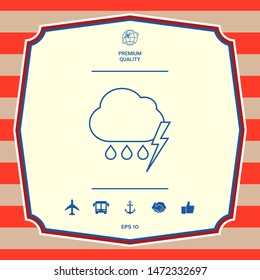 Cloud thunderstorm lightning rain line icon. Graphic elements for your design