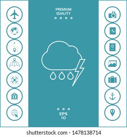 Cloud thunderstorm lightning rain line icon. Graphic elements for your design