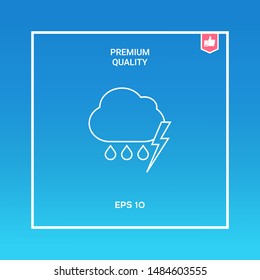 Cloud thunderstorm lightning rain line icon. Graphic elements for your design