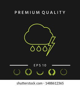 Cloud thunderstorm lightning rain line icon. Graphic elements for your design