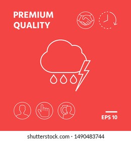 Cloud thunderstorm lightning rain line icon. Graphic elements for your design