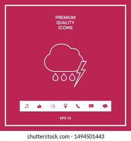 Cloud thunderstorm lightning rain line icon. Graphic elements for your design