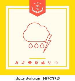 Cloud thunderstorm lightning rain line icon. Graphic elements for your design