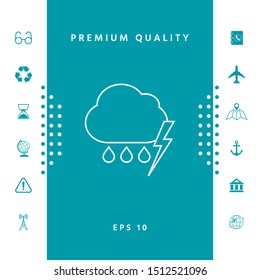 Cloud thunderstorm lightning rain line icon. Graphic elements for your design