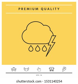 Cloud thunderstorm lightning rain line icon. Graphic elements for your design