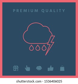 Cloud thunderstorm lightning rain line icon. Graphic elements for your design
