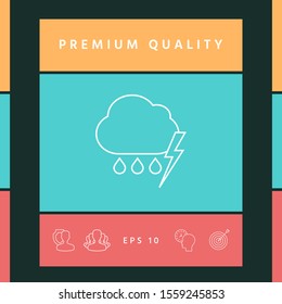 Cloud thunderstorm lightning rain line icon. Graphic elements for your design