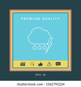 Cloud thunderstorm lightning rain line icon. Graphic elements for your design