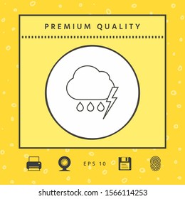 Cloud thunderstorm lightning rain line icon. Graphic elements for your design
