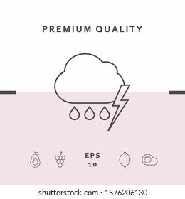 Cloud thunderstorm lightning rain line icon. Graphic elements for your design