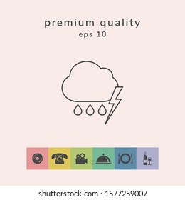 Cloud thunderstorm lightning rain line icon. Graphic elements for your design