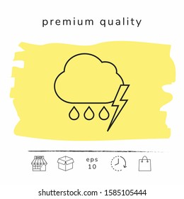 Cloud thunderstorm lightning rain line icon. Graphic elements for your design