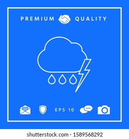 Cloud thunderstorm lightning rain line icon. Graphic elements for your design