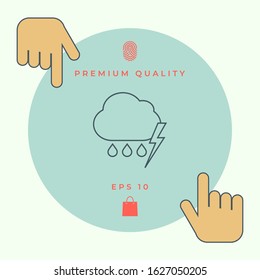 Cloud thunderstorm lightning rain line icon. Graphic elements for your design