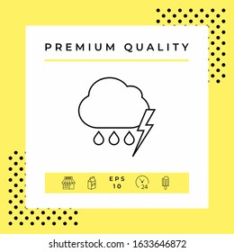 Cloud thunderstorm lightning rain line icon. Graphic elements for your design