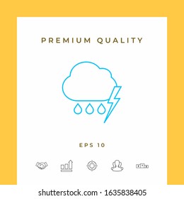Cloud thunderstorm lightning rain line icon. Graphic elements for your design