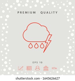 Cloud thunderstorm lightning rain line icon. Graphic elements for your design