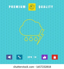 Cloud thunderstorm lightning rain line icon. Graphic elements for your design