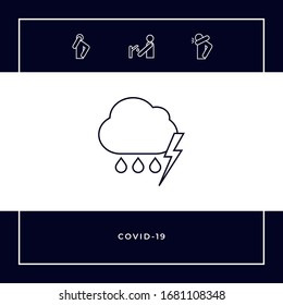 Cloud thunderstorm lightning rain line icon. Graphic elements for your design
