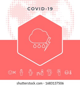Cloud thunderstorm lightning rain line icon. Graphic elements for your design