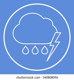 Cloud thunderstorm lightning rain line icon