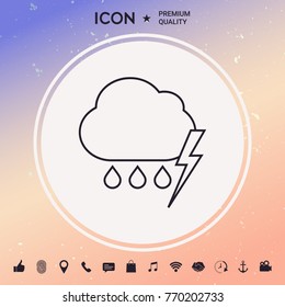 Cloud thunderstorm lightning rain line icon
